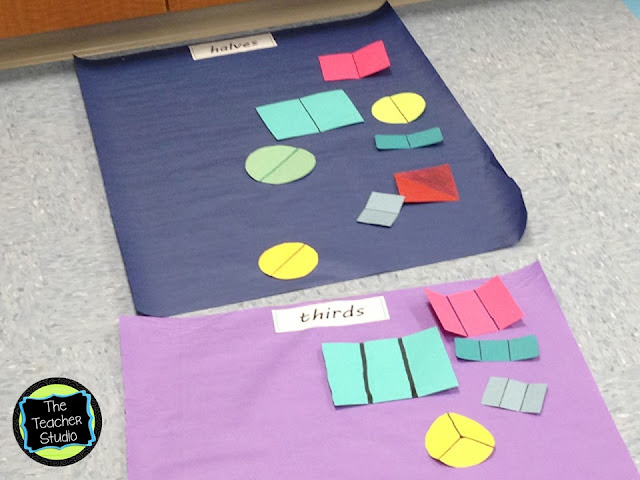 Paper folding lesson to build fraction anchor charts