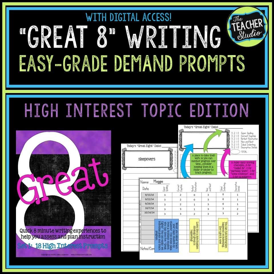 quick writing assessments for high interest topics