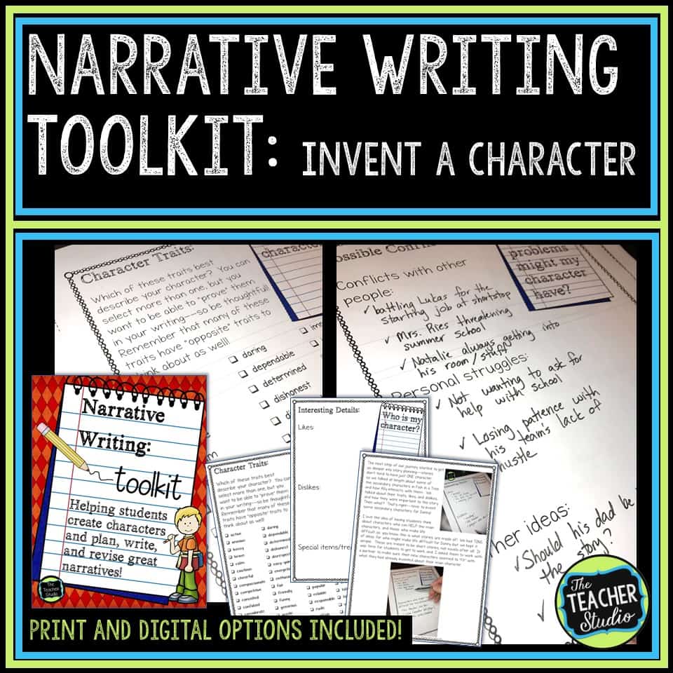 teaching narrative writing and character lessons and activities