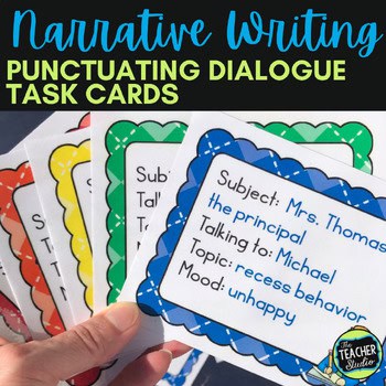 Teaching Dialogue: Writing & Punctuating Dialogue Task Cards | Print and Digital