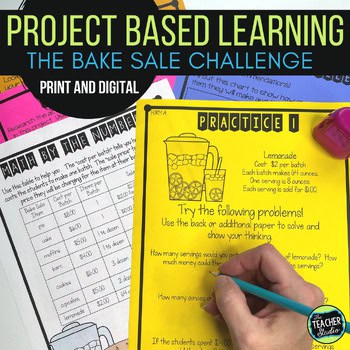 Math Problem Solving Project - Bake Sale Math Task - Print and Digital