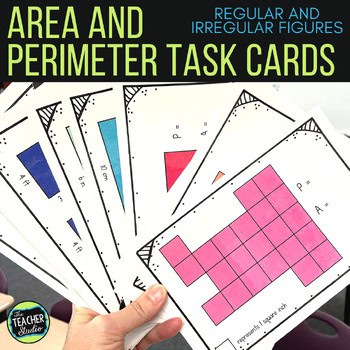 Area and Perimeter Task Cards - Area of Irregular Shapes and Rectangles