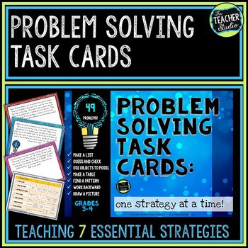 Math Problem Solving Task Cards - 7 Problem Solving Strategies for Grades 3 - 4