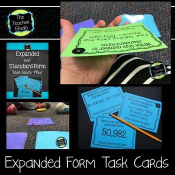 Standard and Expanded Form Place Value Task Cards Grades 3-5