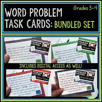 Word Problems Task Cards: Grade 3-4 Bundle | Distance Learning