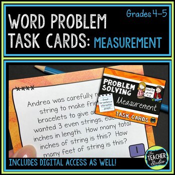 Measurement  Word Problem Task Cards: Grade 4-5 | Distance Learning
