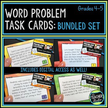 Word Problems Task Cards Bundle: Grade 4-5 | Distance Learning