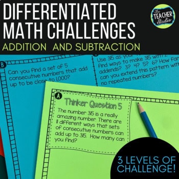 Addition and Subtraction Problem Solving Tasks - Differentiated Math Challenges