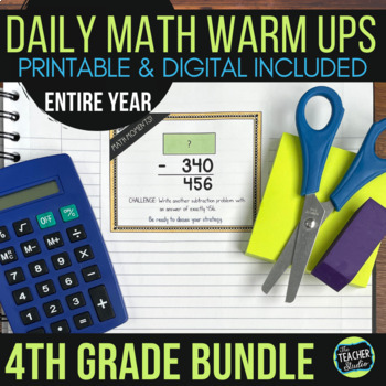 Fourth Grade Math Warm Ups - Daily Spiral Math Review - YEARLY BUNDLE