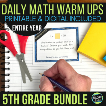Fifth Grade Math Warm Ups - Daily Spiral Math Review - YEAR LONG BUNDLE
