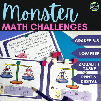 Monster Math Problem Solving Activities - Algebraic Reasoning -Print and Digital