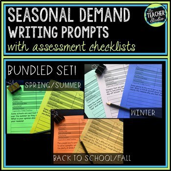 On Demand Seasonal Writing Assessments - Easy Grade Writing Prompt BUNDLE