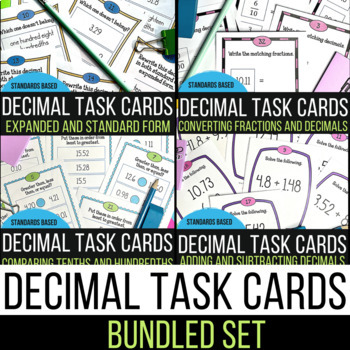 Decimal Activities Task Cards - Comparing Decimals - Decimal Place Value
