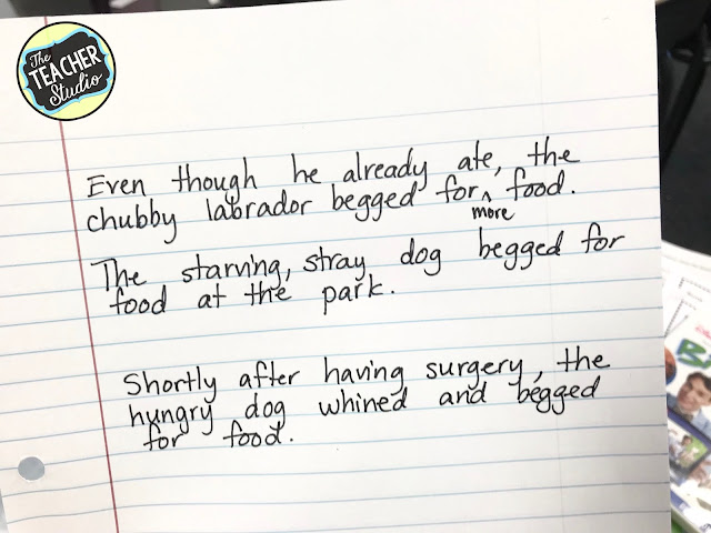 gradual release of responsibility model to help students learn how to add details to their sentences and combining sentences to make compound sentences. Great for writer's workshop or to review essential writing standards. Third grade writing lessons, fourth grade writing lessons, fifth grade writing lessons, writing activities, writing task cards