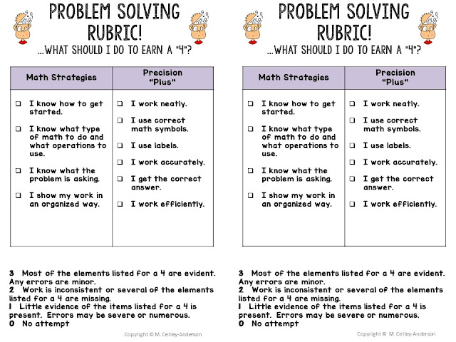 Teaching problem solving and the standards for mathematical practice are both challenging. We must help students understand expectations.  This problem solving rubric can help you communicate to students what expectations are.  Problem solving rubric printable, teaching problem solving, problem solving assessment