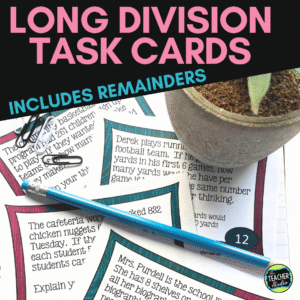 Division with Remainders -  Division Word Problems Task Cards
