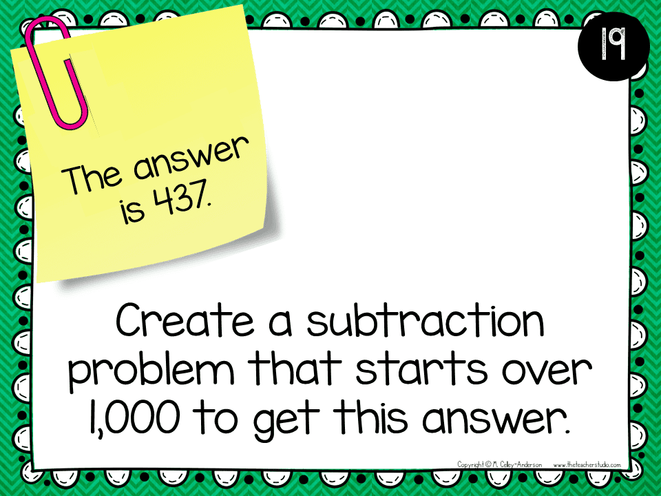 subtraction task cards
